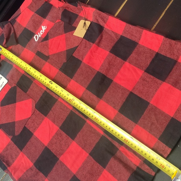 "DICK'S MORNING WOOD SERVICE" Plaid Sleeveless Shirt - Picture 11 of 12